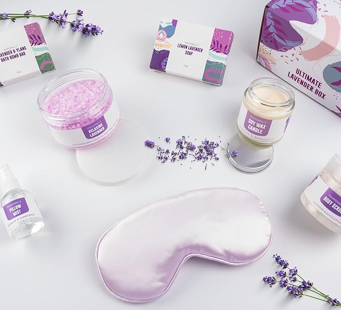 Set regalo coccole per donne, pacchetto di trattamenti rilassanti alla lavanda